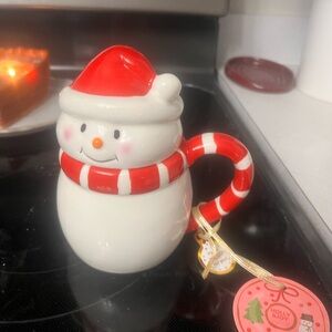 Snowman Mug with Red Hat and Scarf